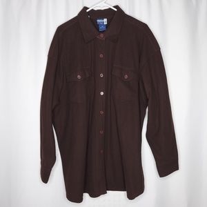 Venezia Fleece Button Collar‎ Shirt 18/20 Brown Flap Pocket Long Sleeve Shacket